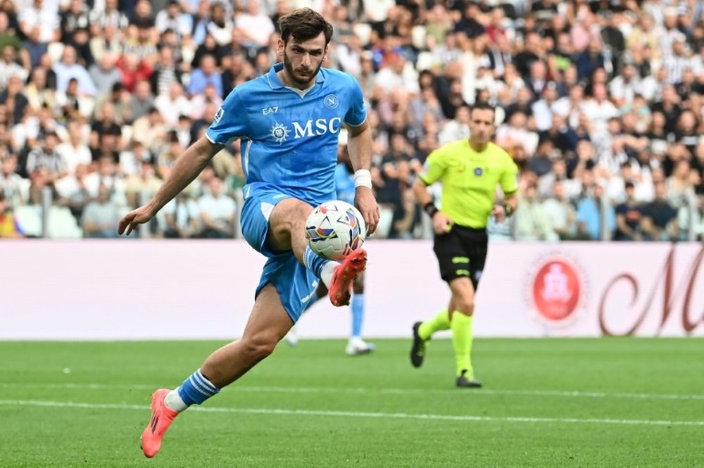 Kvaratskhelia scored the only goal of the game against Empoli. AFP