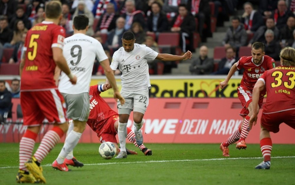 Gnabry (C) got a brace in Bayern's 1-4 win at Cologne. AFP