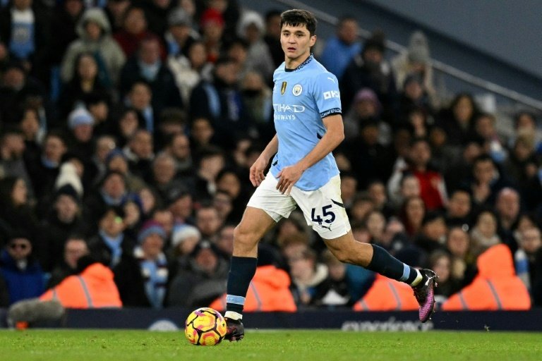 Khusanov endured a nightmare Manchester City debut against Chelsea. AFP
