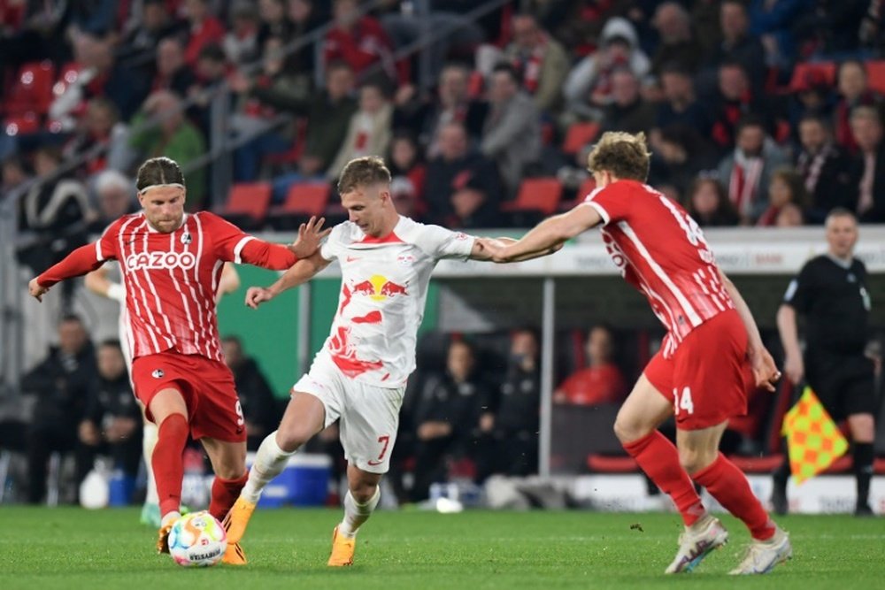 Leipzig make it into the DFB Pokal final for the third year in a row. AFP
