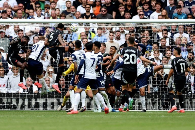 Arsenal won 1-0 at Tottenham thanks to Gabriel Magalhaes winning goal. AFP