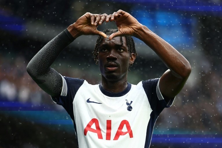 Tottenham's Yves Bissouma scored against Everton. AFP