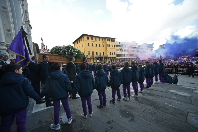 Thousands turned up to say goodbye to Davide Astori. AFP