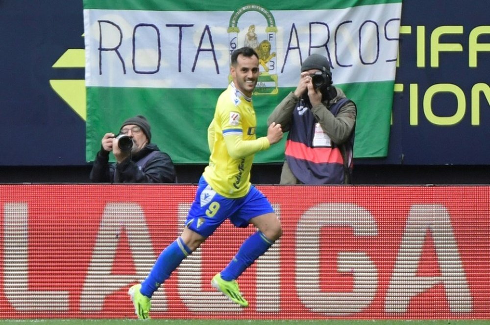 Juanmi secured an invaluable three points for Cadiz. AFP