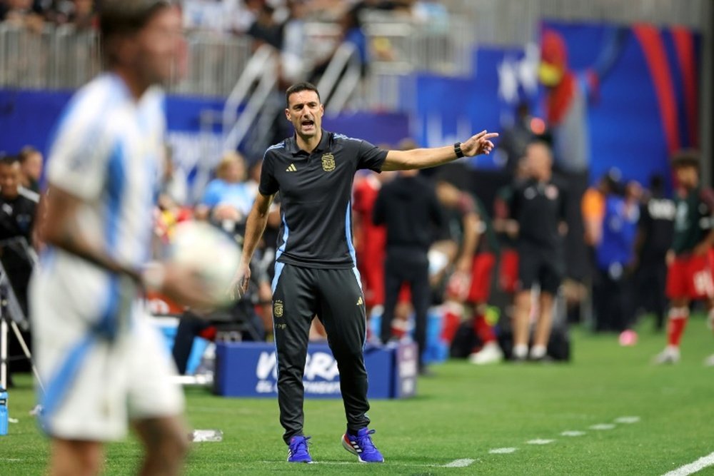 Scaloni lambasted the state of the pitch after Argentina beat Canada. AFP