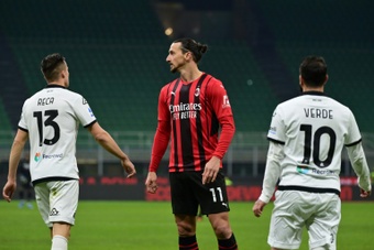 Ac Milan were beaten with a 96th minute goal by Spezia. AFP