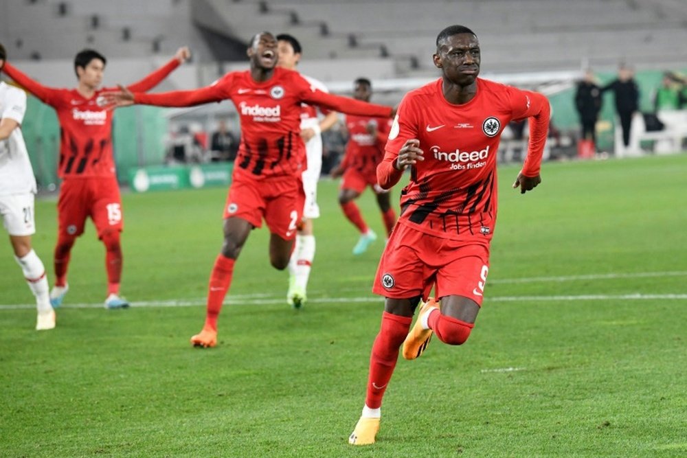 Muani converted a penalty against Stuttgart in the German Cup semi final on Wednesday. AFP