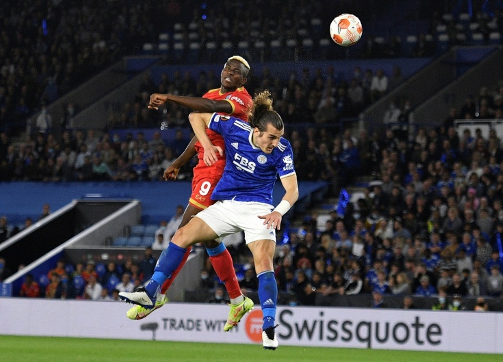 Osimhen scores a brace to get Napoli a draw in Leicester. AFP