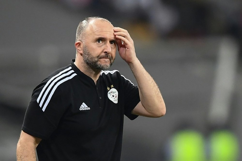 Djamel Belmadi has backed Riyad Mahrez after Algeria were knocked out of the AFCON. AFP