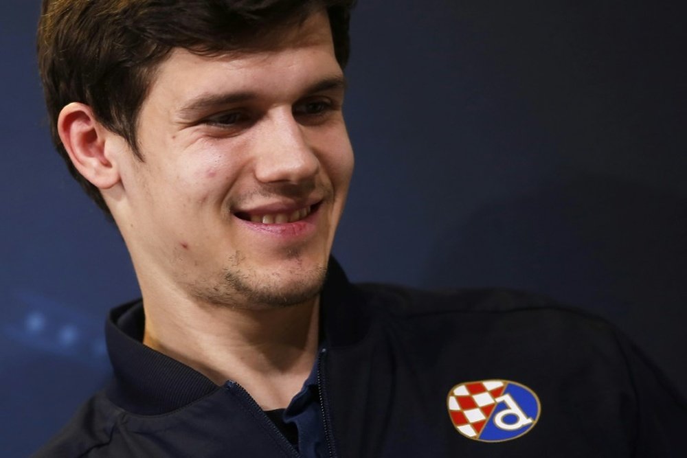 Dinamos forward Mario Situm of Croatia attends a press conference on the eve of the UEFA Champions League football match Juventus Vs GNK Dinamo Zagreb on December 6, 2016 at the Juventus Stadium in Turin
