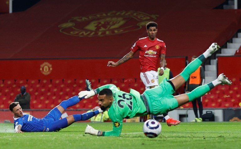 Solskjaer says the red background at Old Trafford has affected his team. AFP