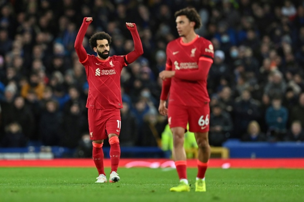 Derby delight: Mohamed Salah scored twice as Liverpool beat Everton. AFP