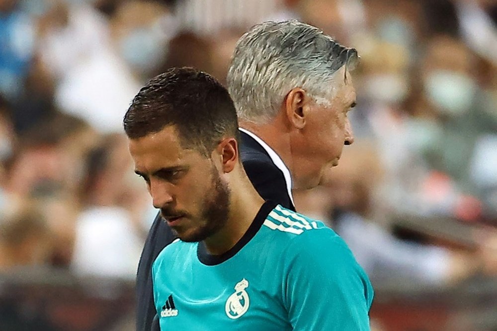 Eden Hazard started and stayed on the bench in the win over Barcelona on Sunday. AFP