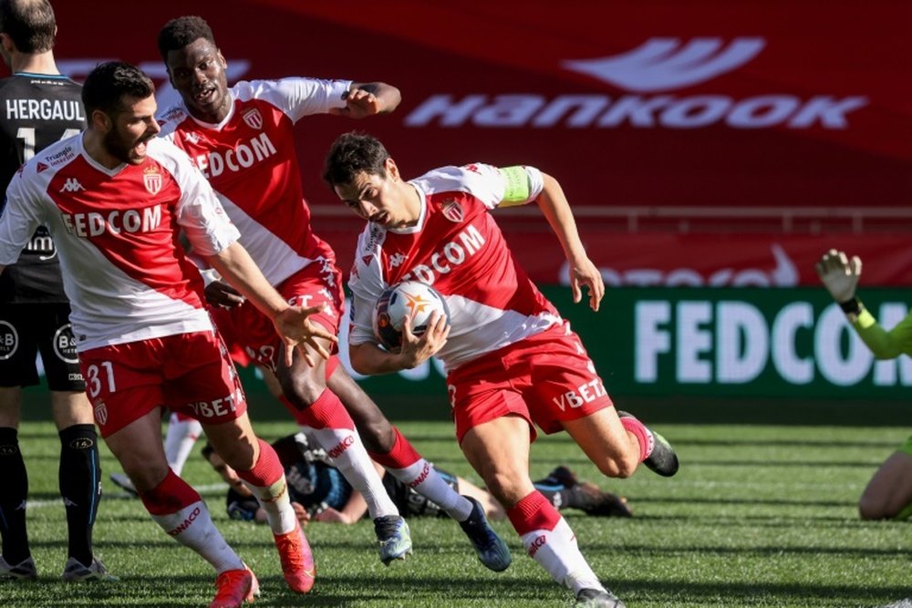 Wissam Ben Yedder (C) scored twice for Monaco. AFP
