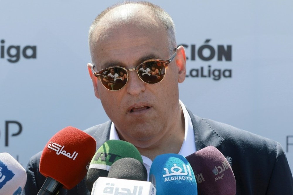 La Liga president Javier Tebas has criticised Man City and PSG again. AFP