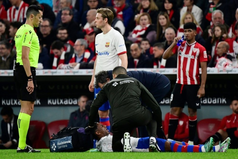 Alejandro Balde was injured during his teams Copa del Rey defeat in Bilbao. AFP