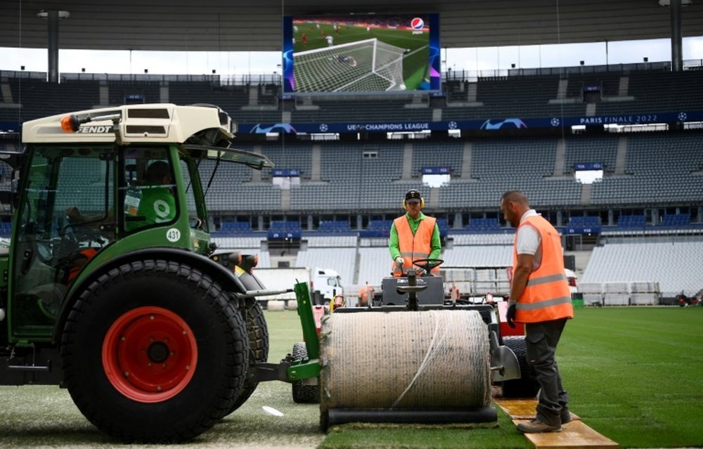 Hybrid pitch installed at the Stade de France ahead of the UCL final. AFP