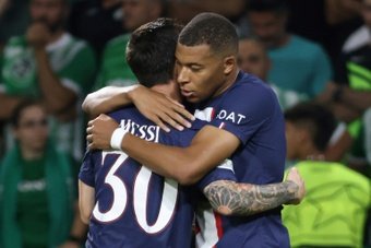 Messi and Mbappe both scored against Haifa. AFP