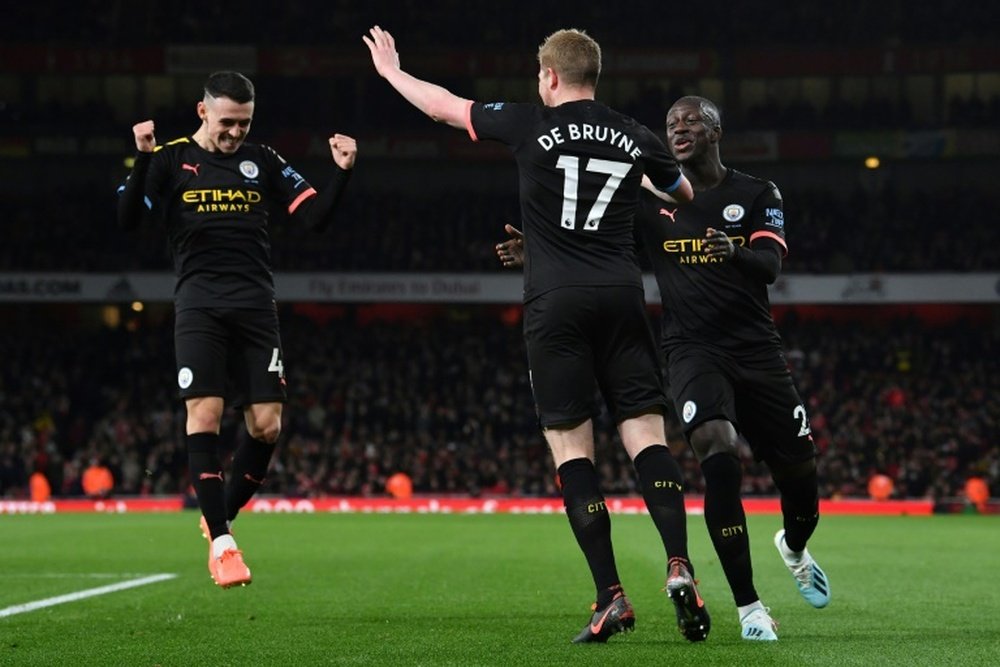 Kevin de Bruyne was the hero for Man City with two goals and an assist v Arsenal. AFP