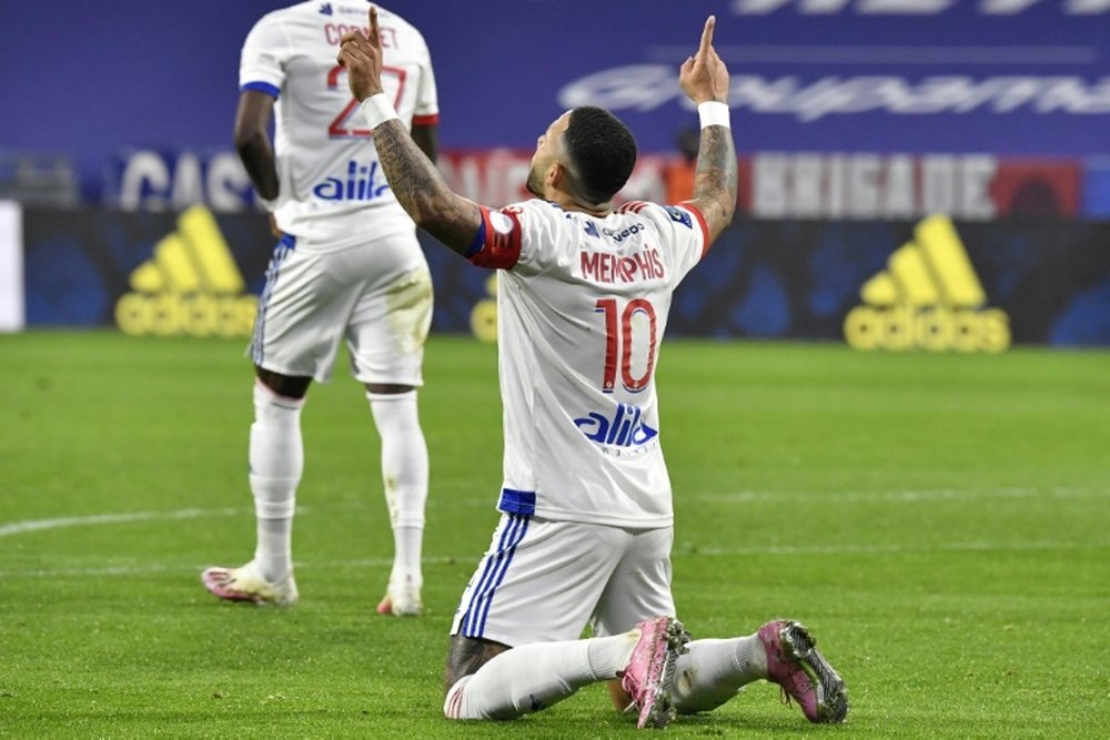 Memphis Depay got a brace in Lyon's 3-0 win v Strasbourg. AFP