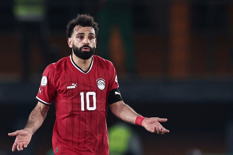 Salah (C) prevented Egypt from suffering a shock loss against Mozambique with a late penalty. AFP