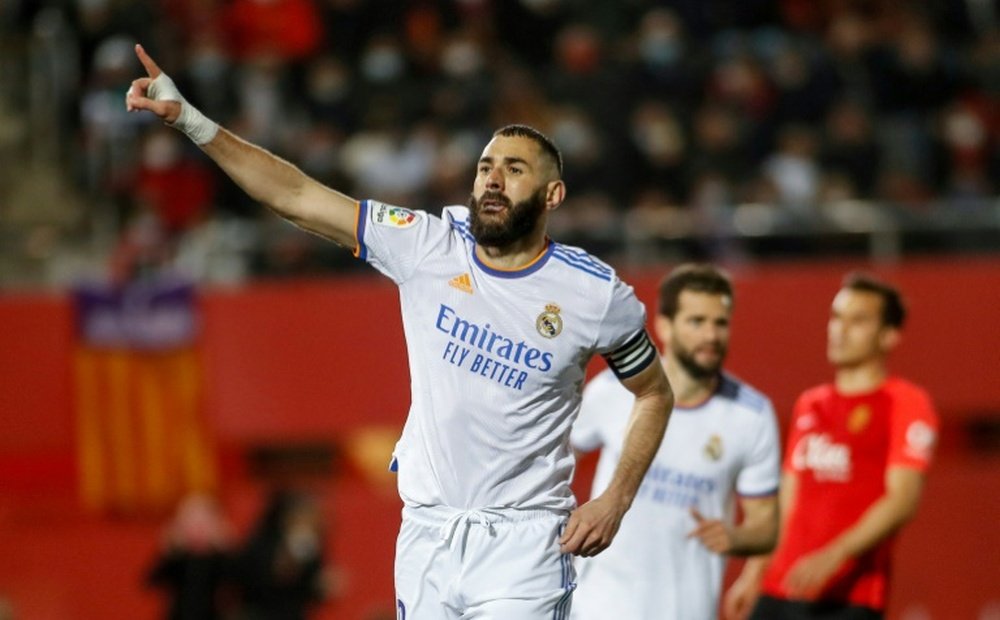 Karim Benzema scored twice in Real Madrid's 0-3 win at Mallorca. AFP