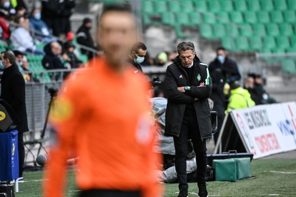 Claude Puel is under increasing pressure at St Etienne after a 0-5 loss to Rennes. AFP