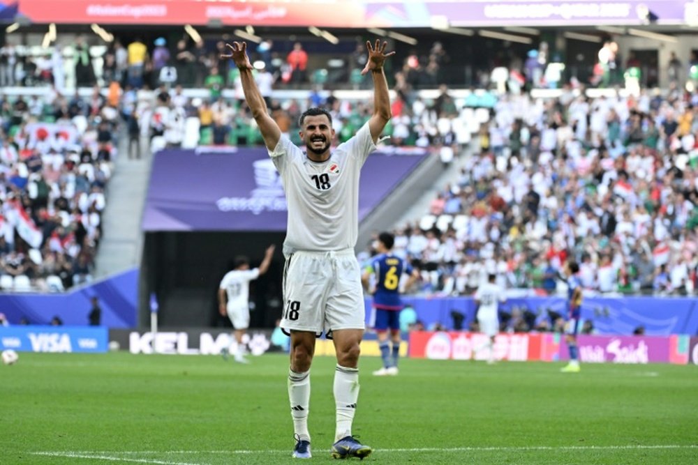 Aymen Hussein scored two first-half headers for Iraq. AFP