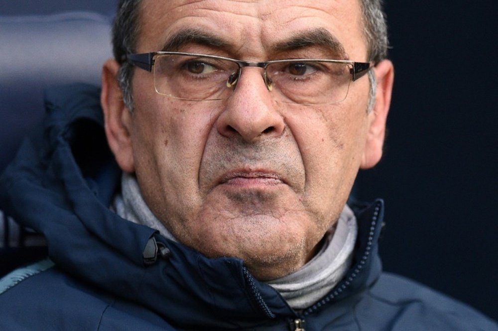 Sarri is dumb-founded after Man City score six. AFP