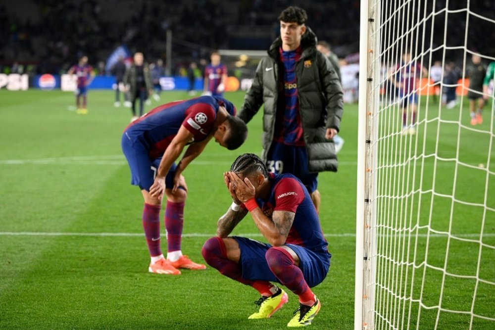 Brazilian forward Raphinha hit three goals in the PSG tie but his side were eliminated. AFP