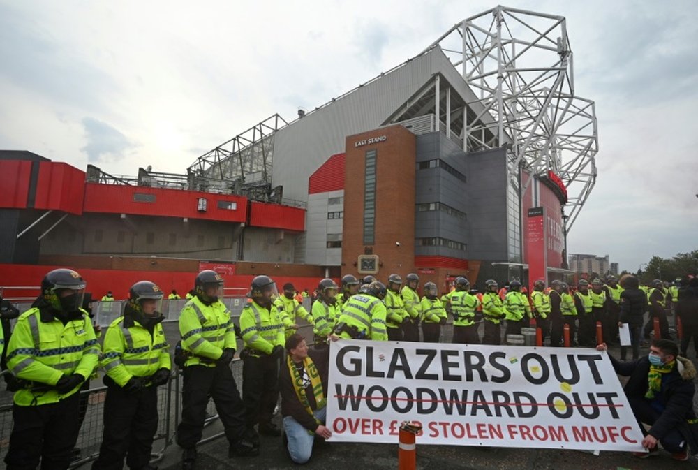 There was a large police presence outside Old Trafford. AFP