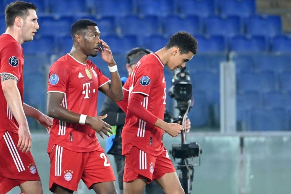 Jamal Musiala (R) scored as Bayern comfortably beat Lazio 1-4. AFP