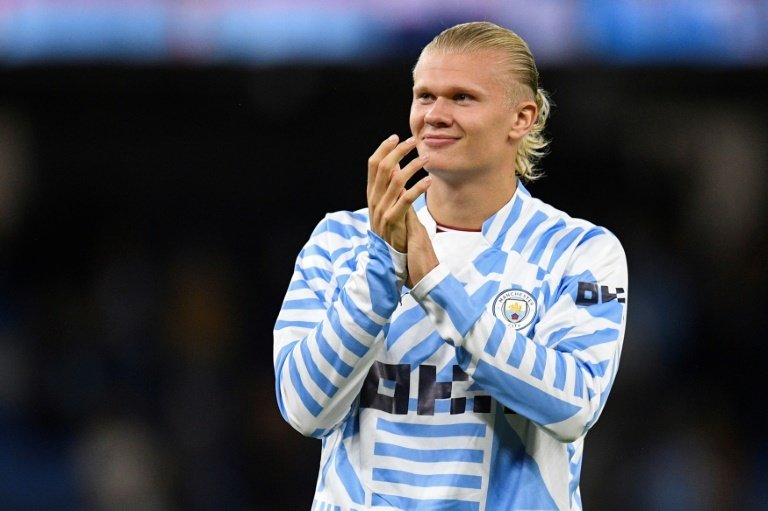 Pep Guardiola expects Erling Haaland to have a bright future at the club. AFP