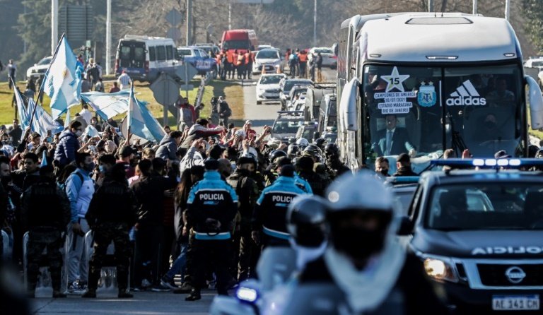 Fans go wild as victorious Argentina return with Copa