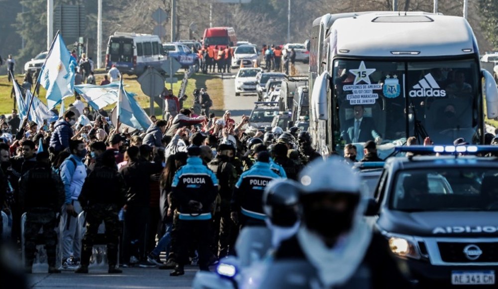 Fans welcomed the return of their victourious Argentina squad. AFP