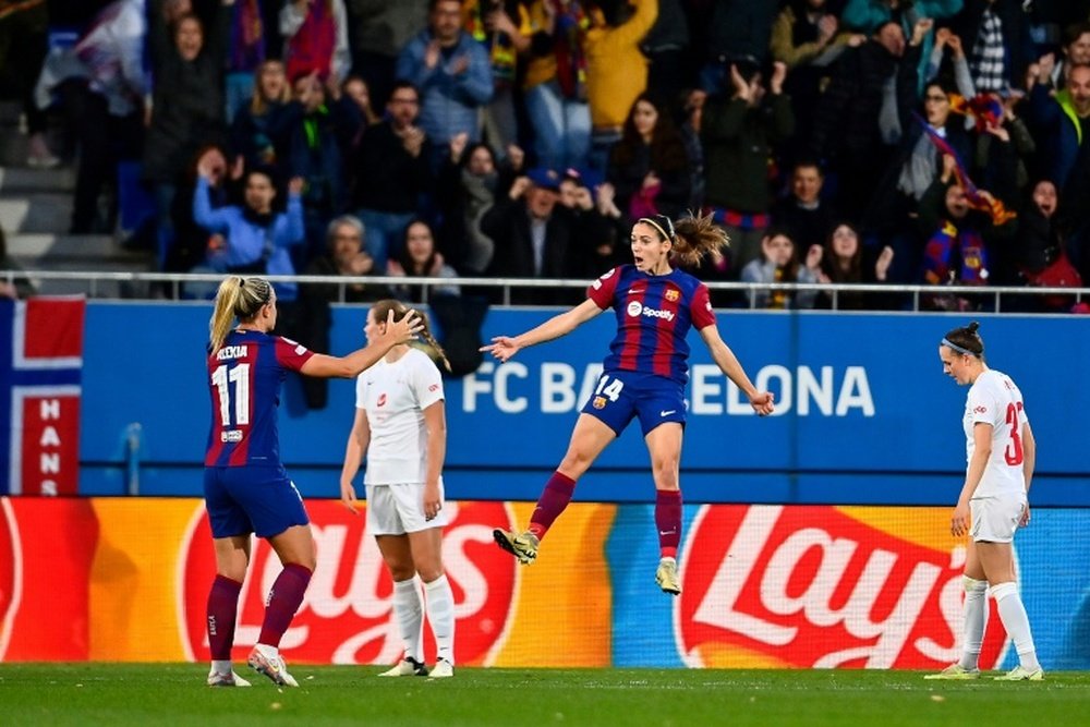 Aitana Bonmati, Fridolina Rolfo and Patri Guijarro struck for the reigning European champions. AFP