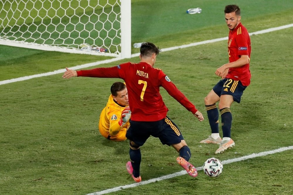 Alvaro Morata scored, but once again missed chances v Poland. AFP