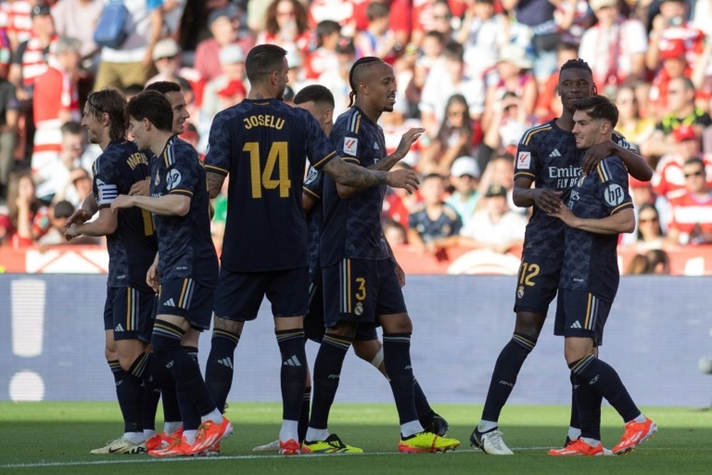 Real Madrid forward Brahim Diaz (R) netted twice on Saturday. AFP