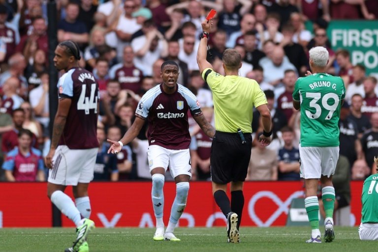 Newcastle held by 10-man Villa after Konsa sees red