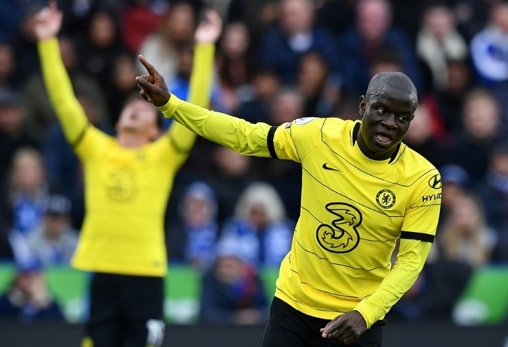 N'golo Kante scored as Chelsea were far too good for Leicester. AFP