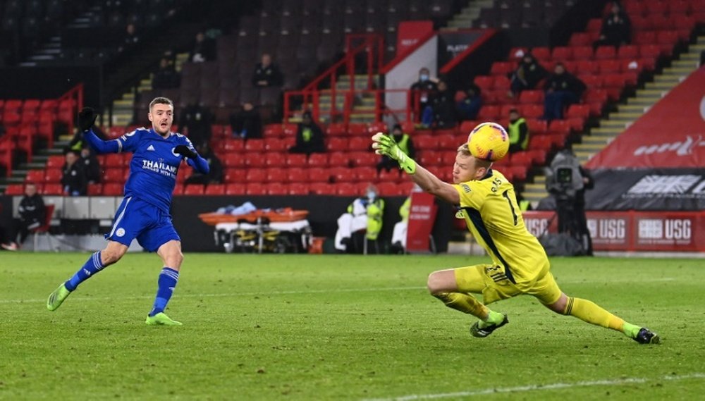 Vardy lifts Leicester into third. AFP