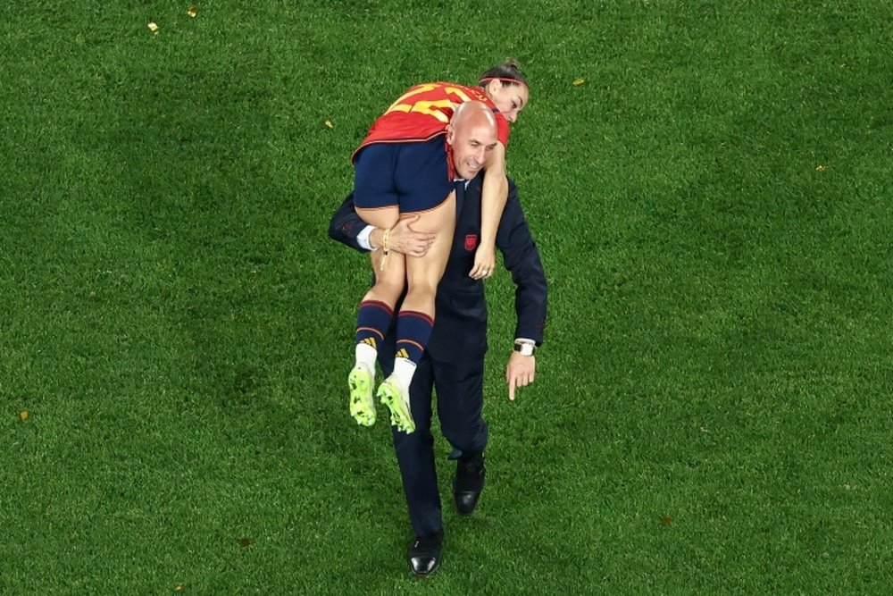 Rubiales is under fire over his kiss on the lips of a Women's World Cup player. AFP