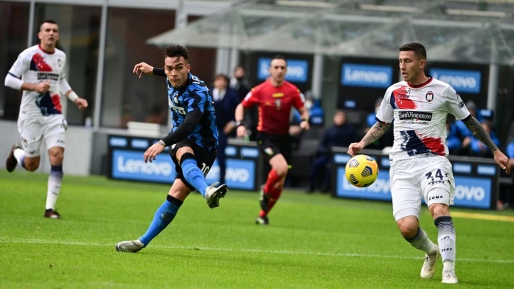 Lautaro hat-trick sends six-goal Inter Milan top of Serie A. AFP