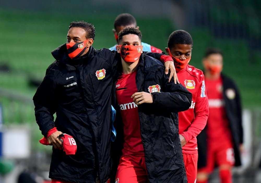 Bayer Leverkusen substitutes wore face masks during Mondays 4-1 win at Werder Bremen