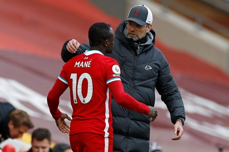 Mane refused to shake Klopp's hand after the final whistle in Liverpool's victory over United. AFP