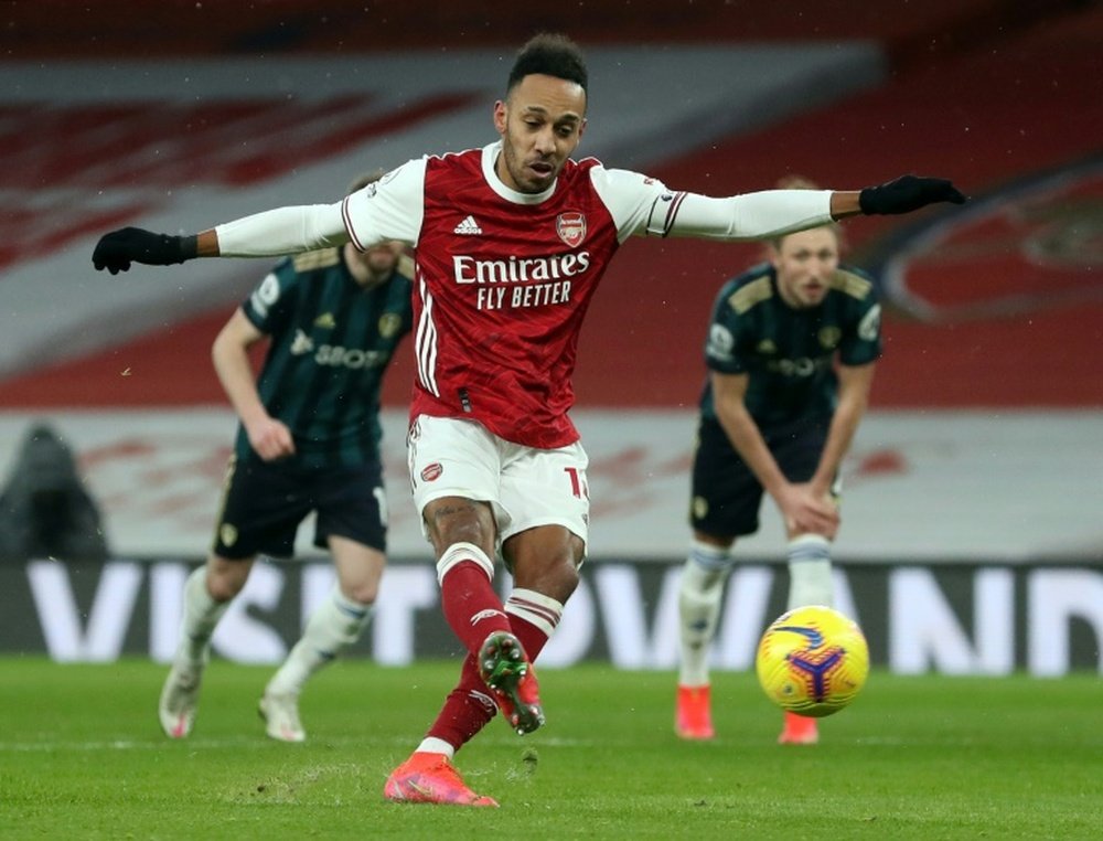 Pierre-Emerick Aubameyang got a hat-trick in Arsenal's 4-2 win over Leeds. AFP