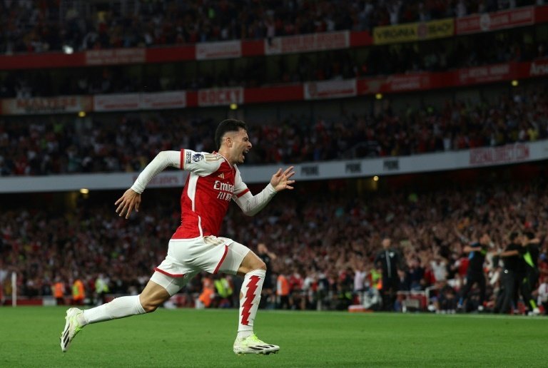 Martinelli scored a dramatic winner for Arsenal. AFP