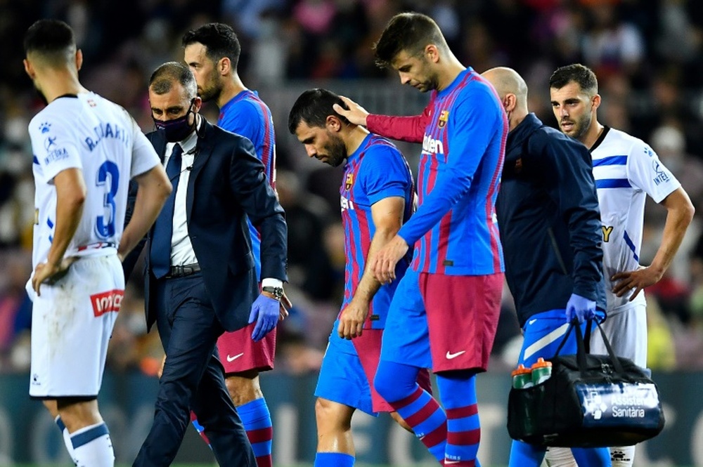 Sergio Aguero suffered a chest injury in a match in October. AFP