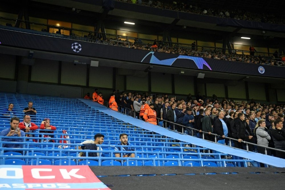 Pep Guardiola was frustrated by the attendance for Manchester Citys 6-3 win over RB Leipzig. AFP