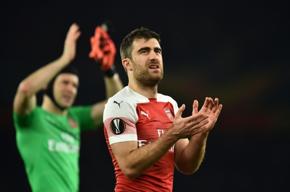 Sokratis in Arsenal action. AFP